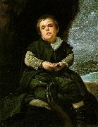 VELAZQUEZ, Diego Rodriguez de Silva y The Dwarf Francisco Lezcano, Called El Nino de Vallecas ar oil painting